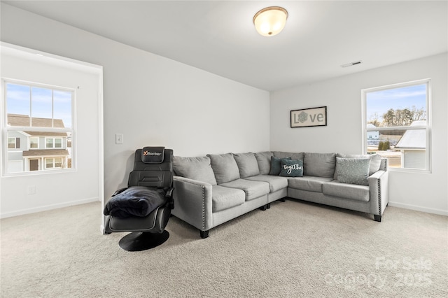 living room featuring carpet floors