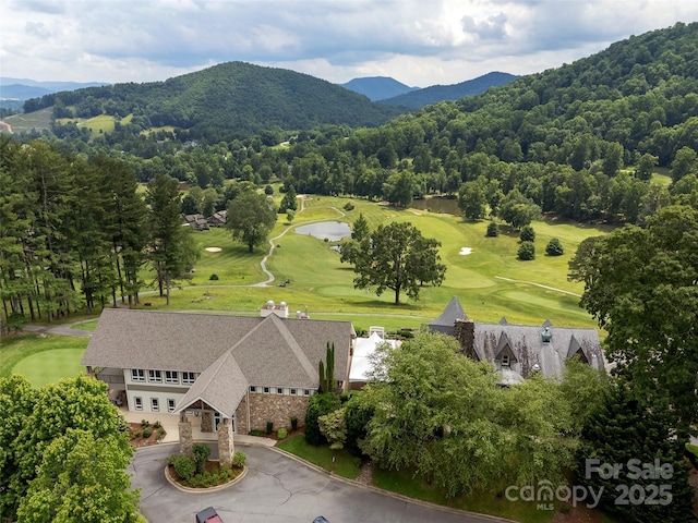 aerial view featuring a mountain view