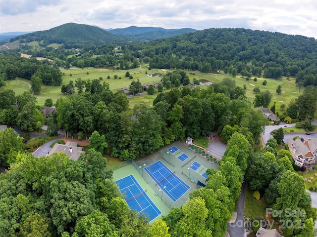 drone / aerial view with a mountain view