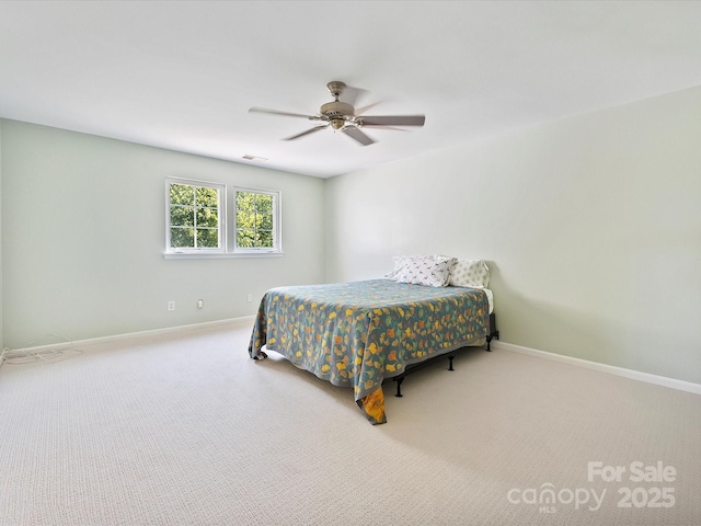 bedroom with carpet flooring and ceiling fan