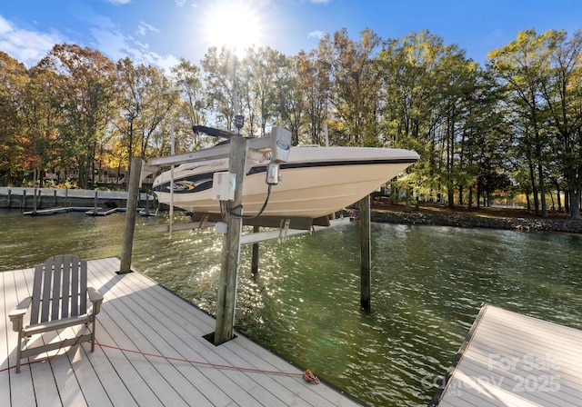 view of dock featuring a water view