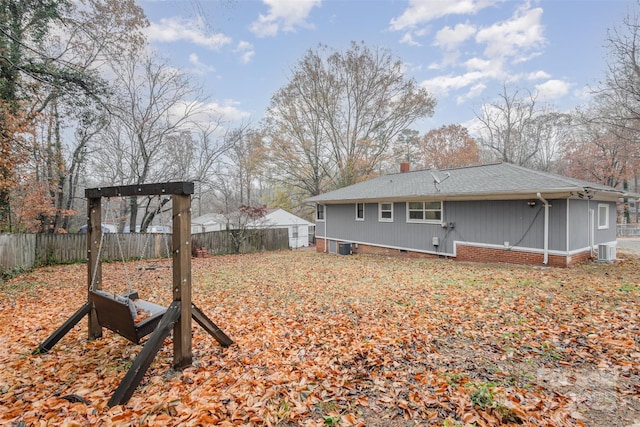 view of yard featuring central AC