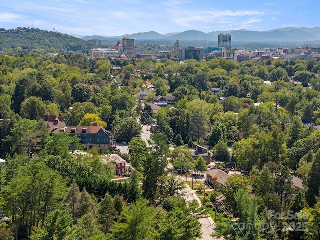 drone / aerial view with a mountain view