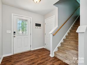 foyer entrance featuring dark wood-type flooring