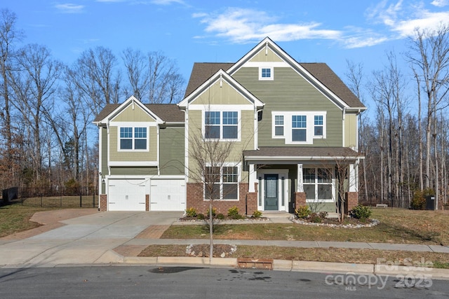 craftsman-style house with a garage and a porch