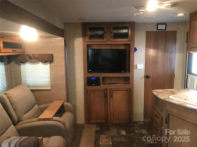 living room featuring sink