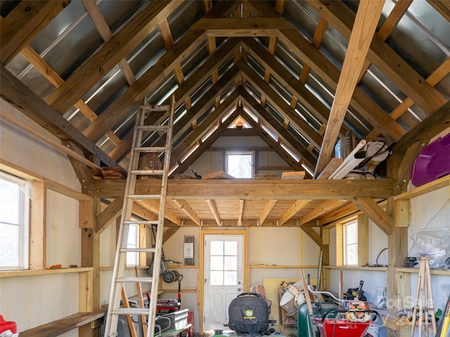 view of unfinished attic