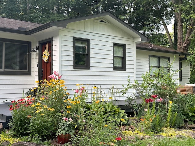 exterior space featuring board and batten siding