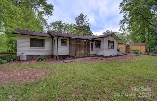 6 Candor Dr, Fletcher, NC 28732 - back of house with a sunroom and crawl space