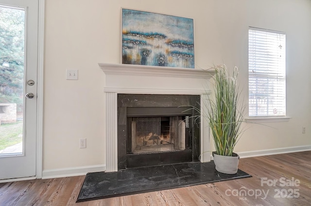 details featuring hardwood / wood-style flooring