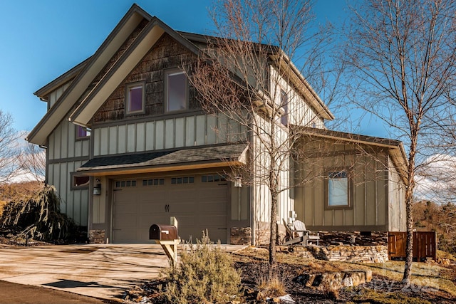 view of front of property with a garage