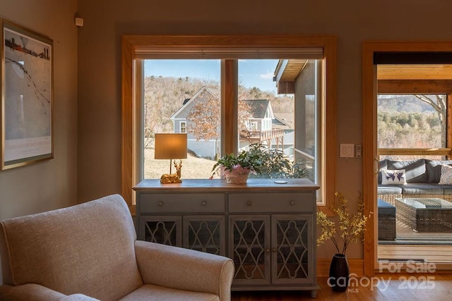 doorway to outside featuring wood-type flooring