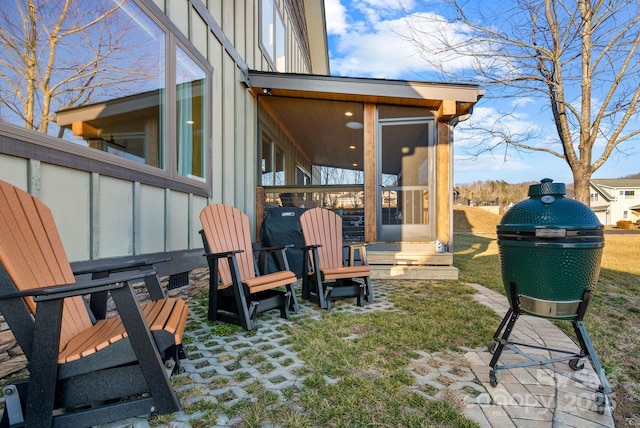 view of yard with a sunroom