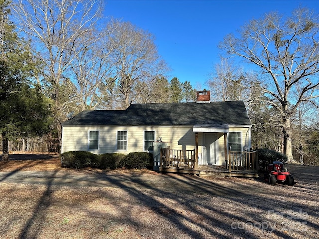 view of front of property with a deck