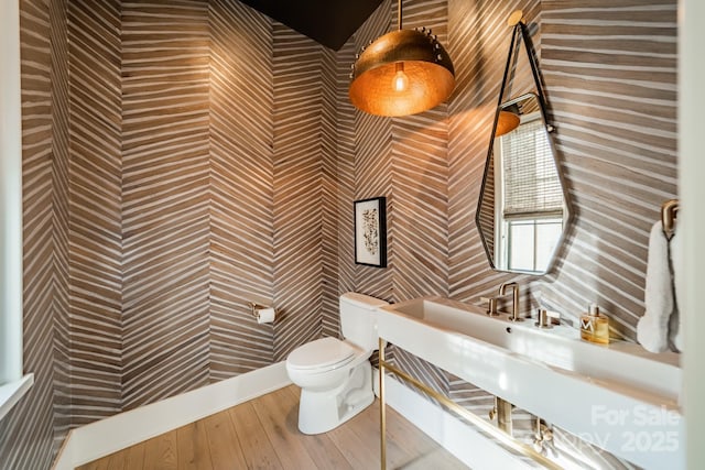 bathroom featuring toilet and hardwood / wood-style floors