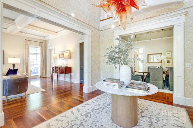 1333 Carlton Ave, Charlotte, NC 28203 - interior space featuring wallpapered walls, baseboards, and wood finished floors