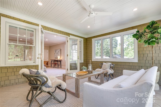 1333 Carlton Ave, Charlotte, NC 28203 - sunroom featuring ceiling fan and an outdoor living space
