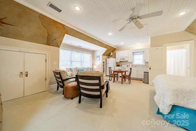1333 Carlton Ave, Charlotte, NC 28203 - interior space featuring light carpet, a ceiling fan, and visible vents