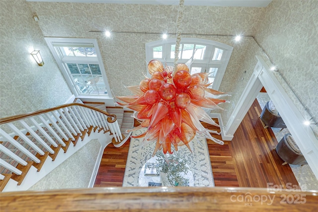 1333 Carlton Ave, Charlotte, NC 28203 - interior space featuring stairway, a wealth of natural light, and wood finished floors