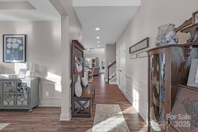 foyer entrance featuring dark hardwood / wood-style flooring