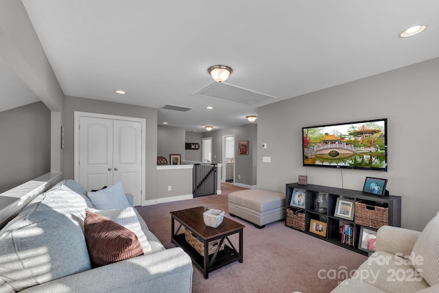 living room featuring carpet floors