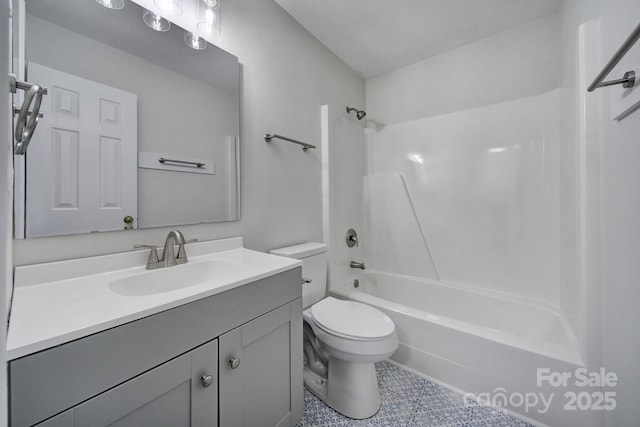 438 Stoneycreek Ln, Rock Hill, SC 29730 - full bathroom featuring vanity, toilet, shower / tub combination, and a textured ceiling