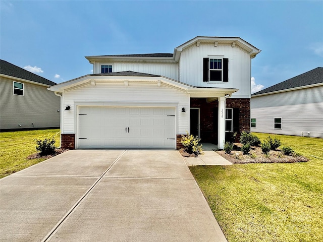 1515 Harper Landing Blvd, Stanley, NC 28164 - traditional home featuring brick siding, a front lawn, driveway, and an attached garage