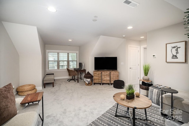 living room with carpet flooring