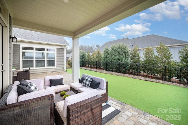 view of patio featuring an outdoor living space