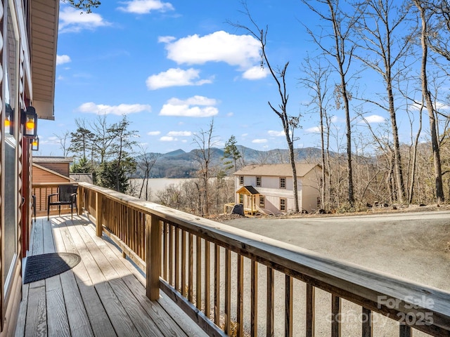 deck featuring a mountain view