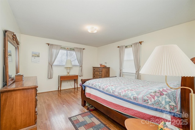 bedroom featuring multiple windows and hardwood / wood-style flooring