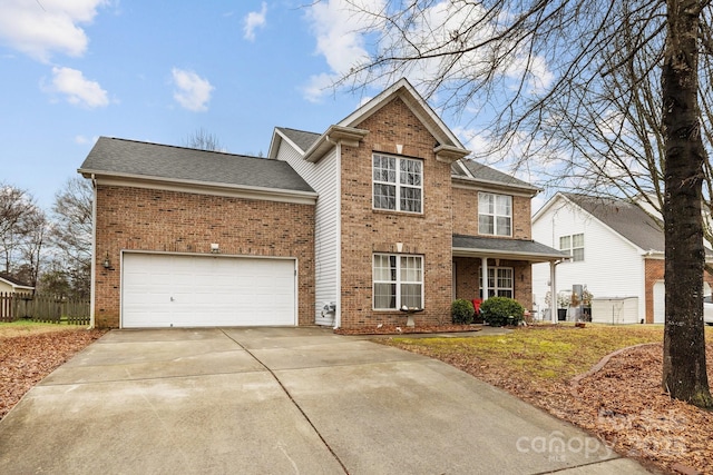 view of front property with a garage