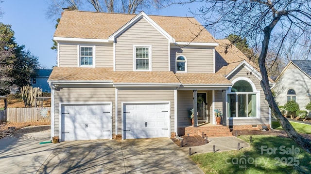 view of front property with a garage