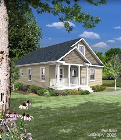 view of front of house with a front lawn and a porch