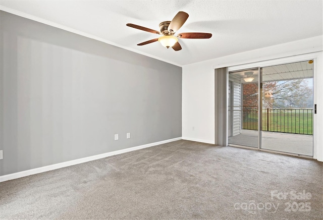 unfurnished room featuring carpet flooring and ceiling fan