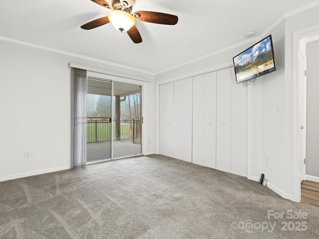 1985 Lancer Ct, Gastonia, NC 28054 - carpeted empty room featuring crown molding, ceiling fan, and baseboards