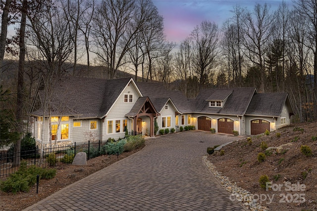 view of front of house with a garage