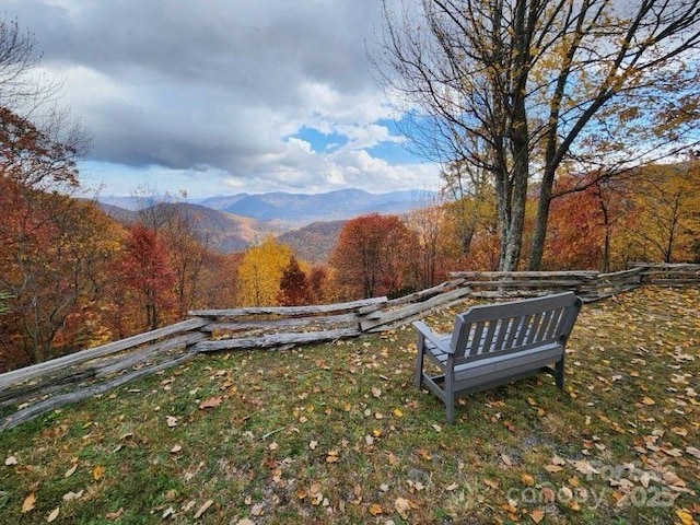 view of yard with a mountain view