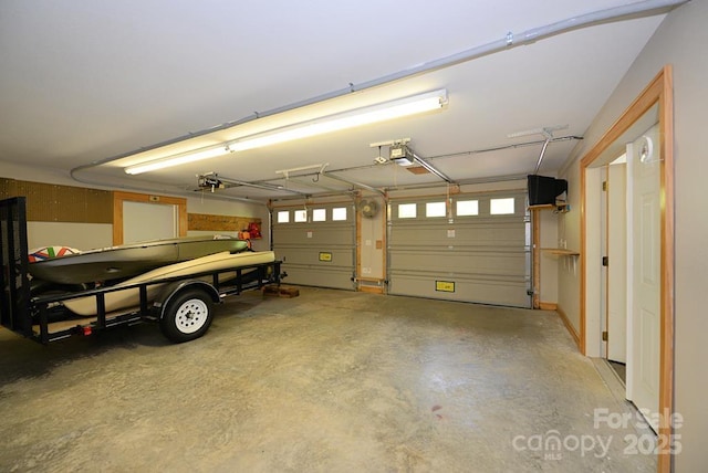 garage with a garage door opener