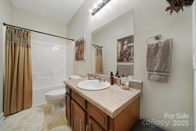 full bathroom with vanity, toilet, and shower / bath combo