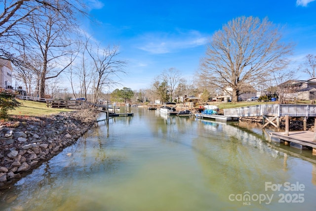 view of dock featuring a water view