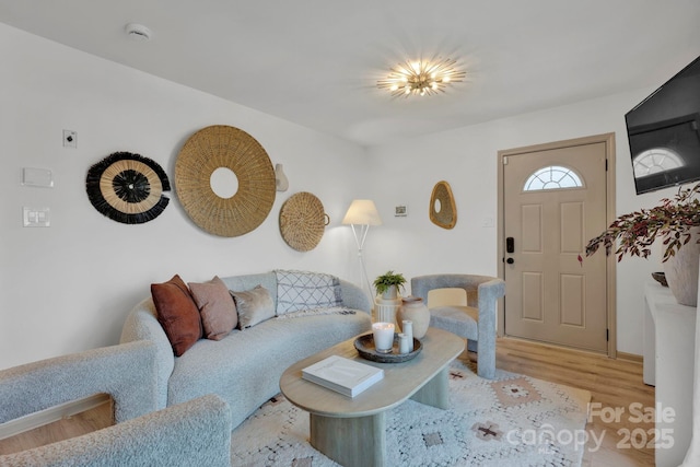 living room with light wood-type flooring