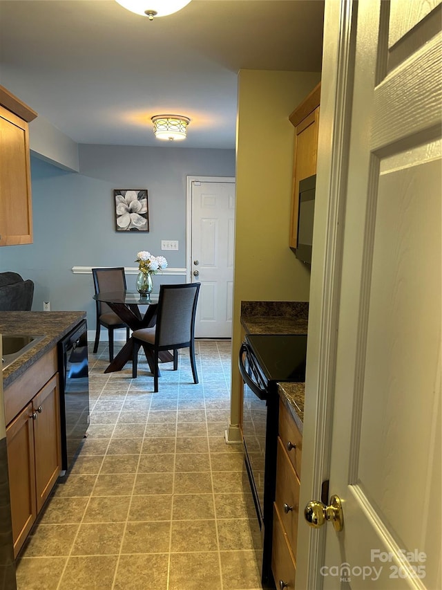 kitchen with black appliances