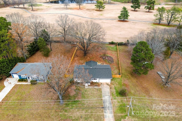 birds eye view of property featuring a rural view