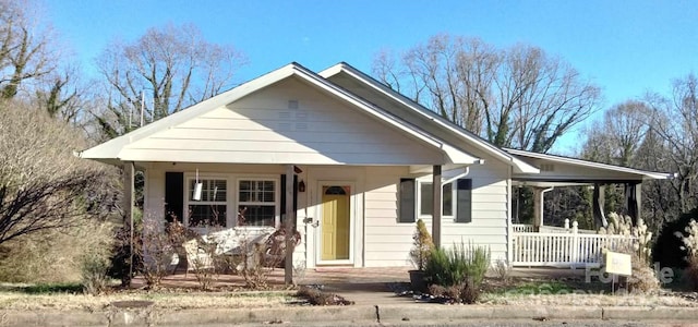 bungalow-style home featuring covered porch