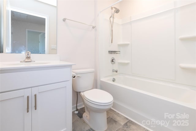 full bathroom with vanity, toilet, and tub / shower combination