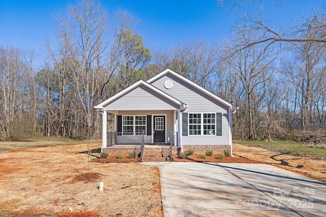 view of front facade featuring covered porch