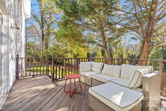 deck featuring an outdoor living space