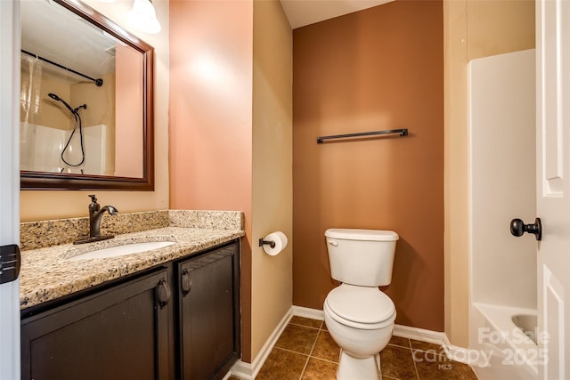 bathroom featuring tile patterned flooring, vanity, and toilet