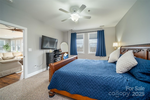 bedroom featuring ceiling fan